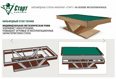 Бильярдный стол Techno, Cланец "Orero"45мм, 3,50х1,75, 12