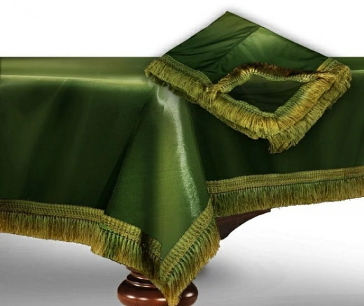 Чехол для бил/стола "Элегант" 8ф, обрамлен бахромой, цвет green/gold